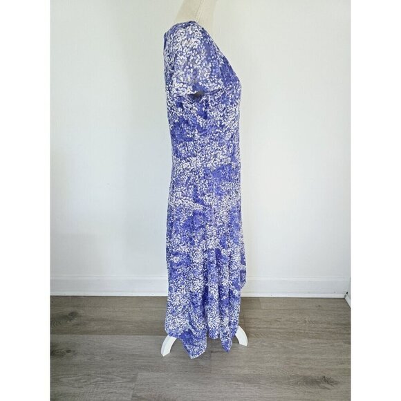 Ronnie Nicole Floral Lace Purple Blue Short Sleeves Flowy V-neck Midi Dress 8 M - Picture 9 of 12